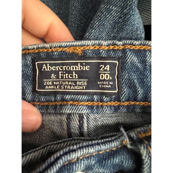 Abercrombie & Fitch Women's Zoe Natural Rise Ankle Straight Jeans Blue Size 24 - Picture 8 of 11